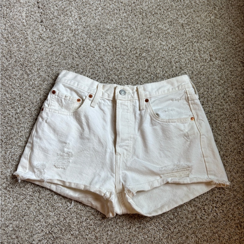 Levi's 501 White Denim Shorts